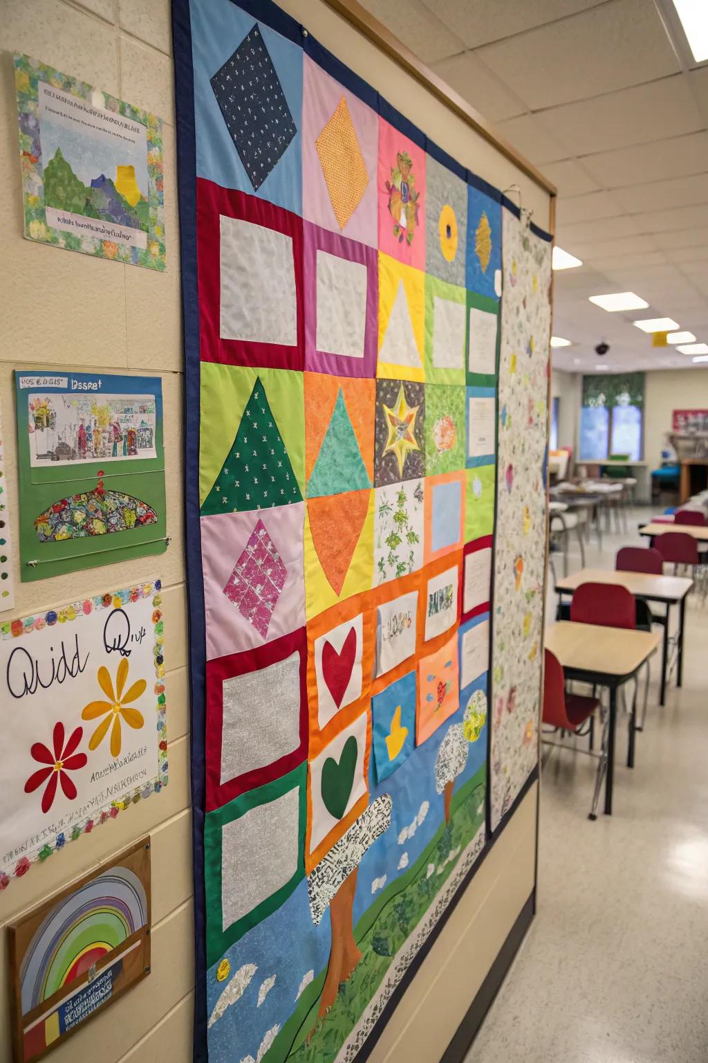 A patchwork quilt of love made with colorful paper squares.