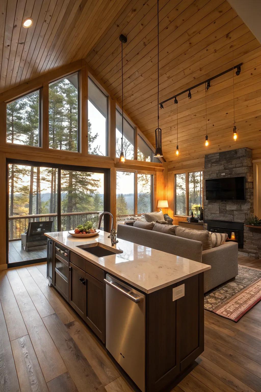 Open and airy cabin interior design