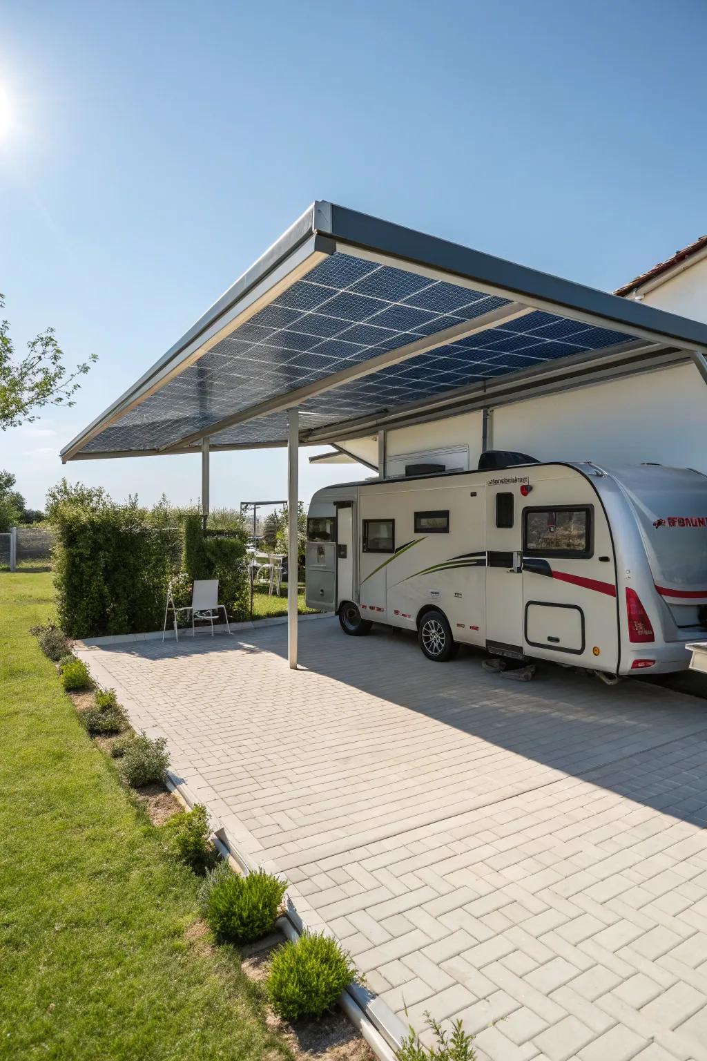 Harness solar energy with an eco-friendly carport design.