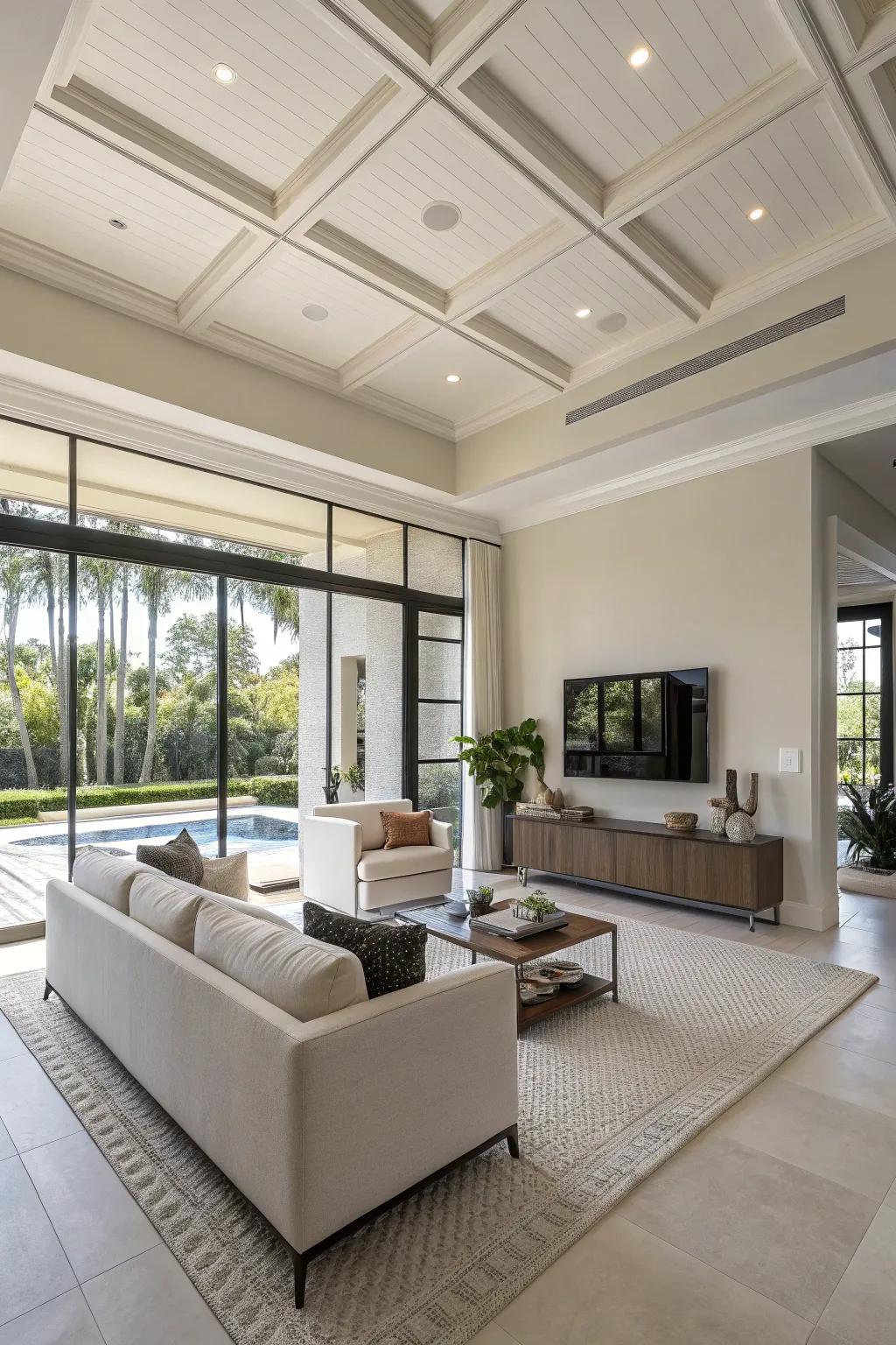 Embrace simplicity with a modern, minimalist ceiling design.