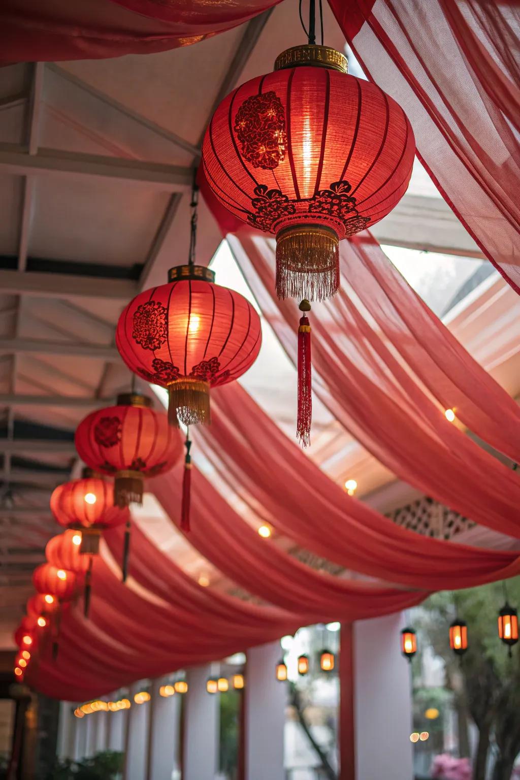 A ceiling adorned with enchanting hanging decor.