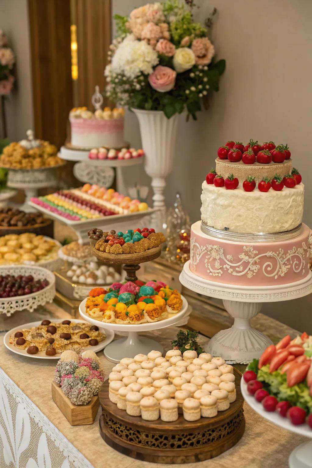 An irresistible dessert buffet filled with holiday delights.