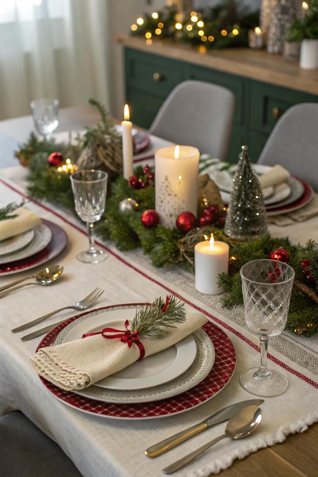 Layered place settings add depth and style to the table.