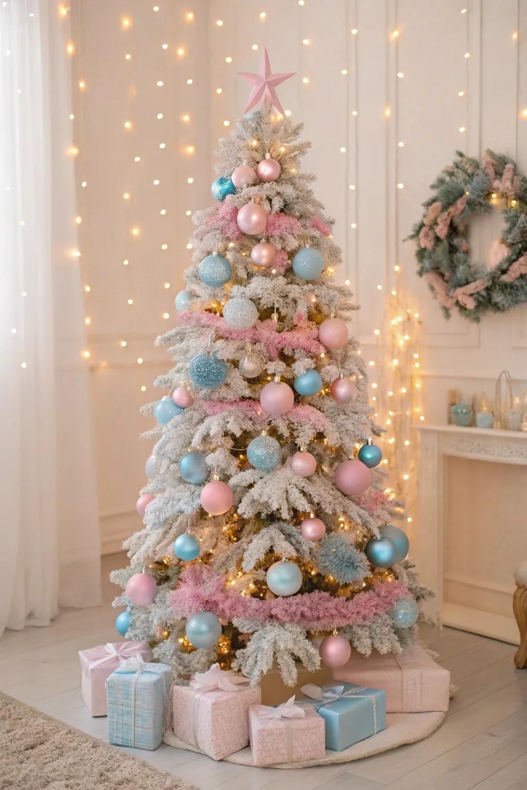 A playful pastel Christmas tree for a charming touch.
