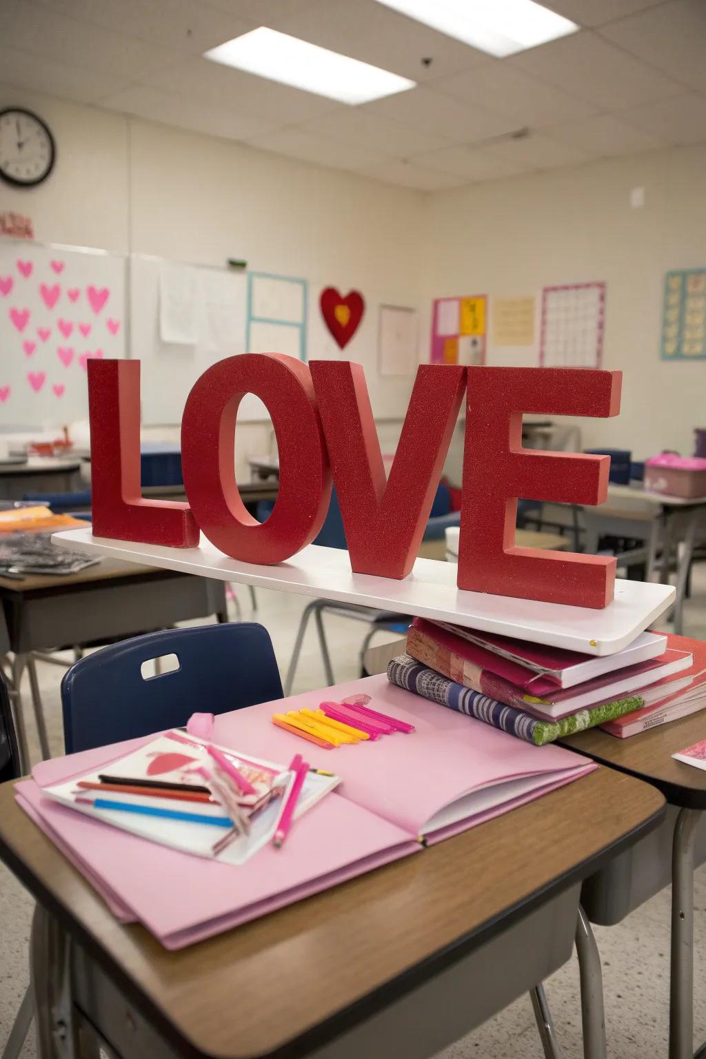 Bold giant LOVE letters adding a splash of color.