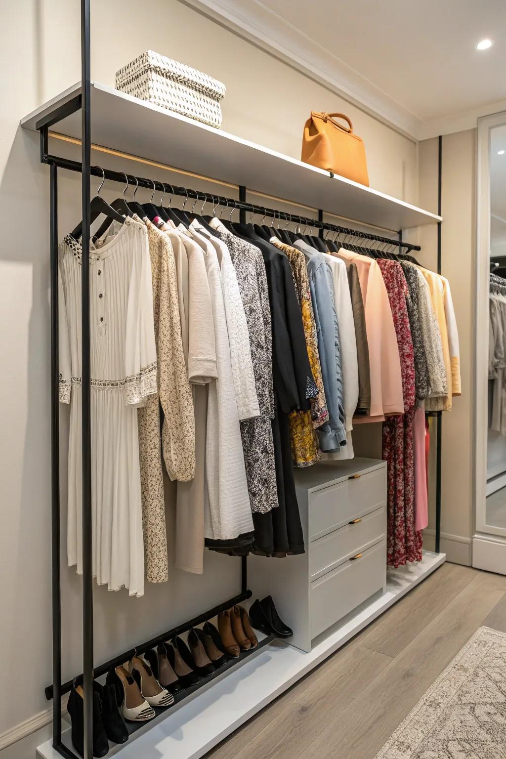 Display your fashion with a chic boutique rack.