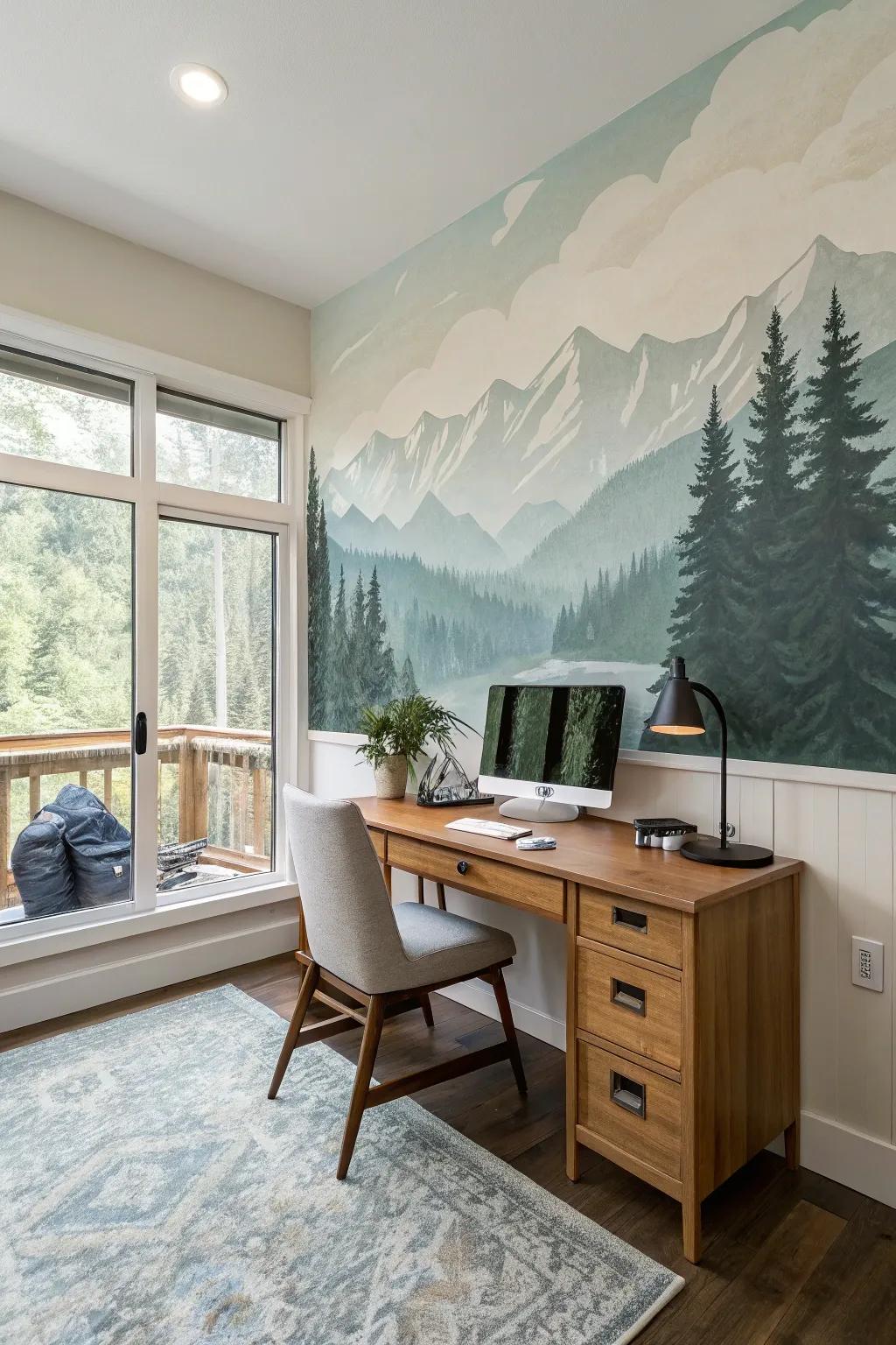 Create tranquility with nature-inspired murals.