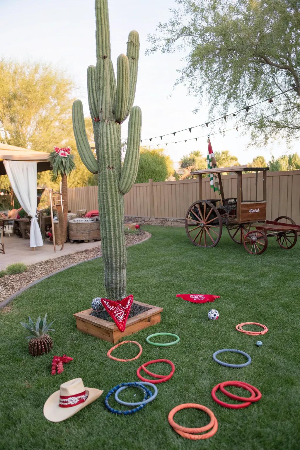 Engage guests with a classic cactus ring toss game.
