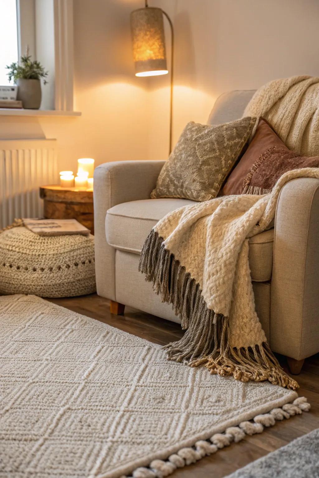 Textiles add warmth and style to any corner.