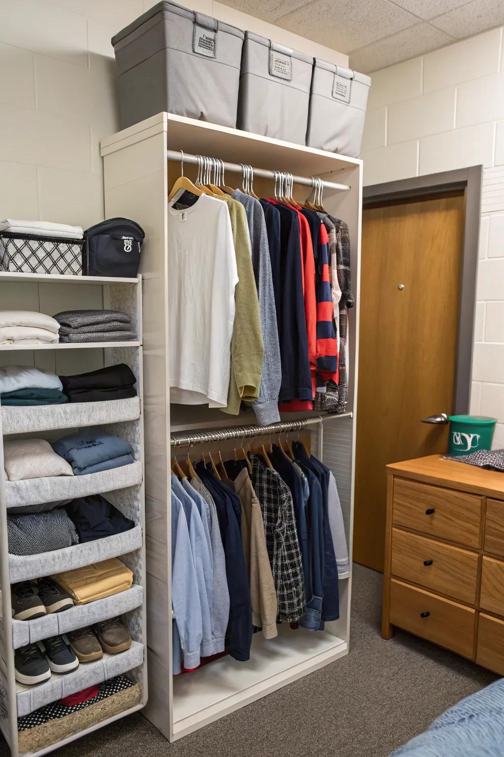 Optimize your closet space with smart organization.