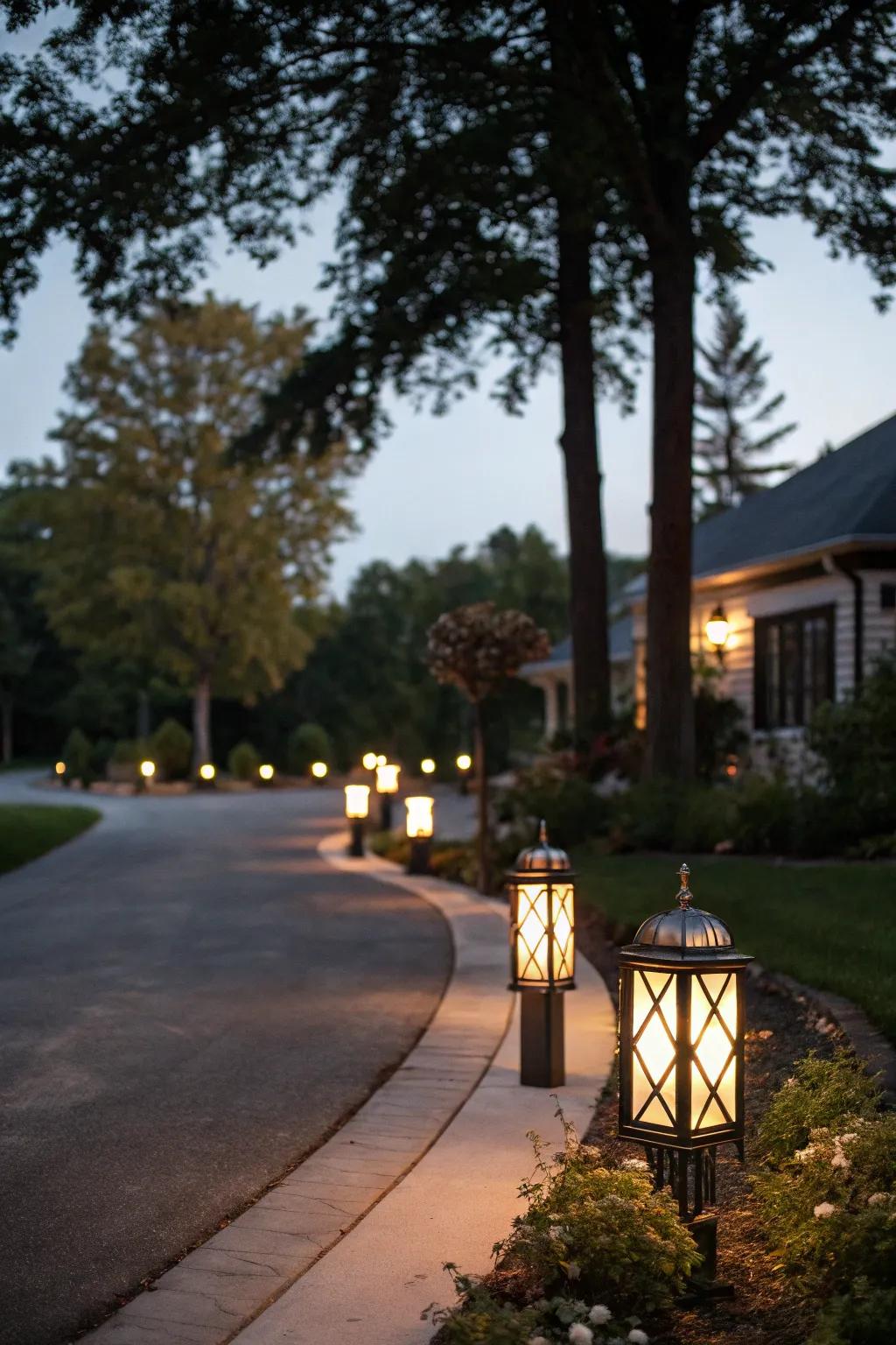 Decorative lighting creates a safe and enchanting nighttime atmosphere.