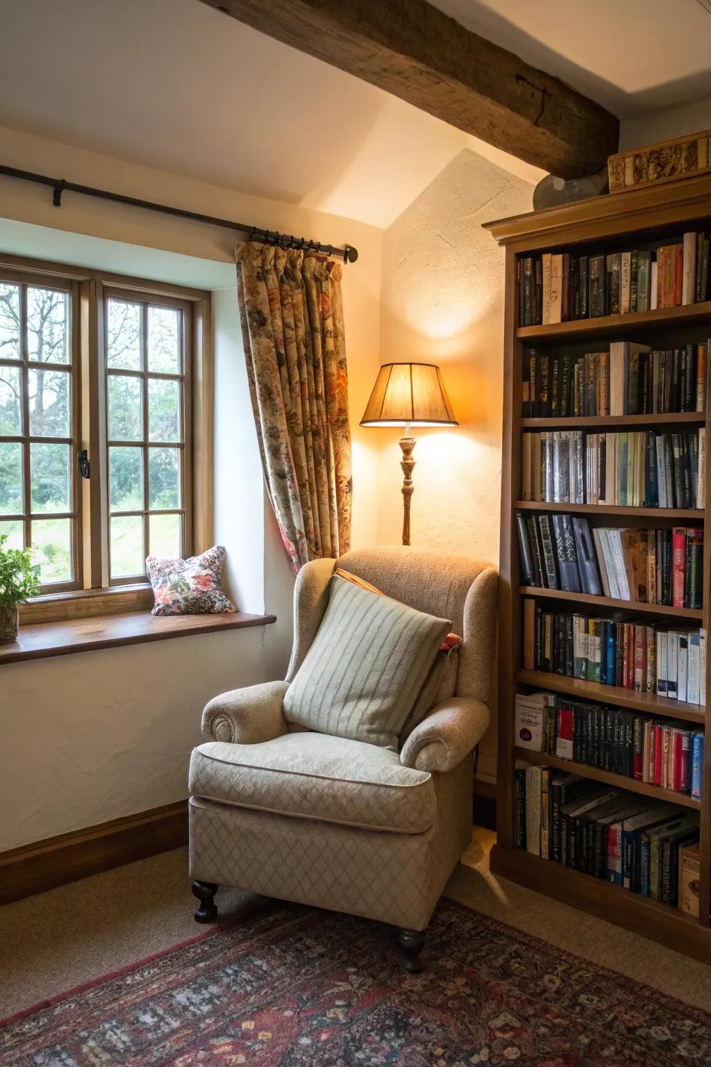 A cozy nook for reading and relaxation.