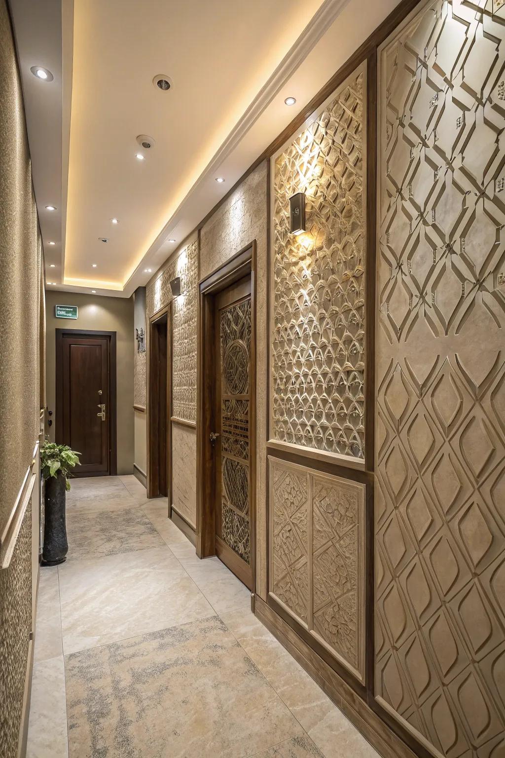 Textured wall panels bring dimension to your entryway.