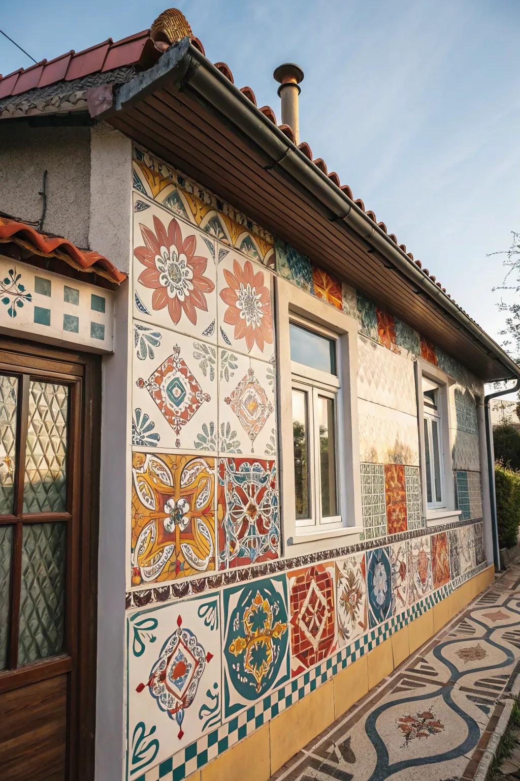 Encaustic tiles turn walls into art pieces.