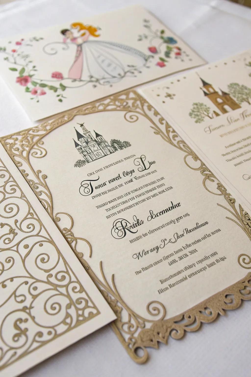 Beautifully crafted invitations inviting guests to a magical celebration.