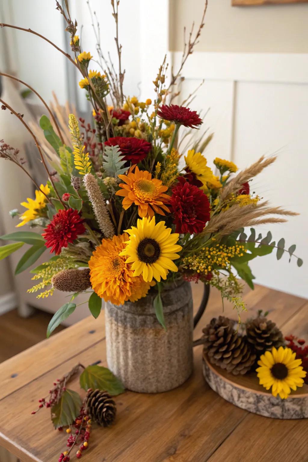 Seasonal floral arrangements bring vibrant colors to your fall decor.