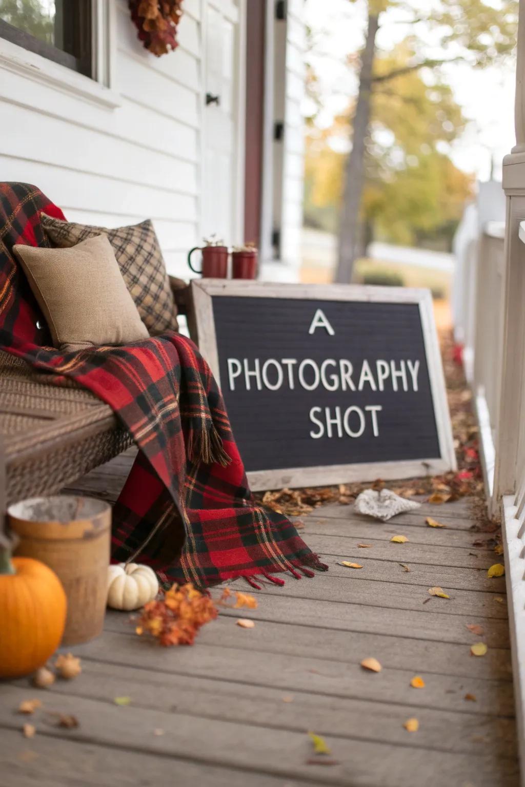 Enhance your porch with a cozy plaid fabric sign.