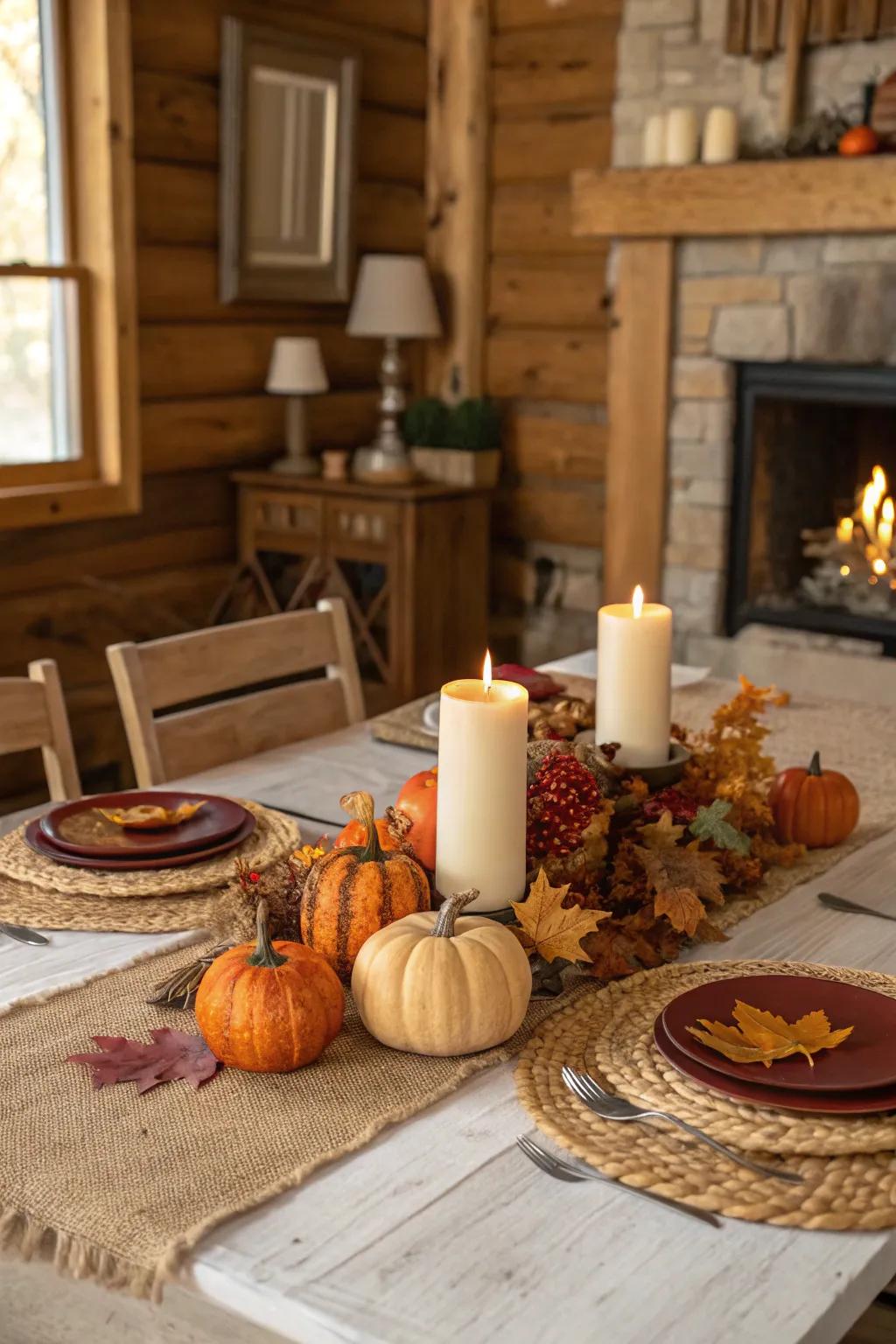 Natural textures enhance the cozy vibe of your fall table.