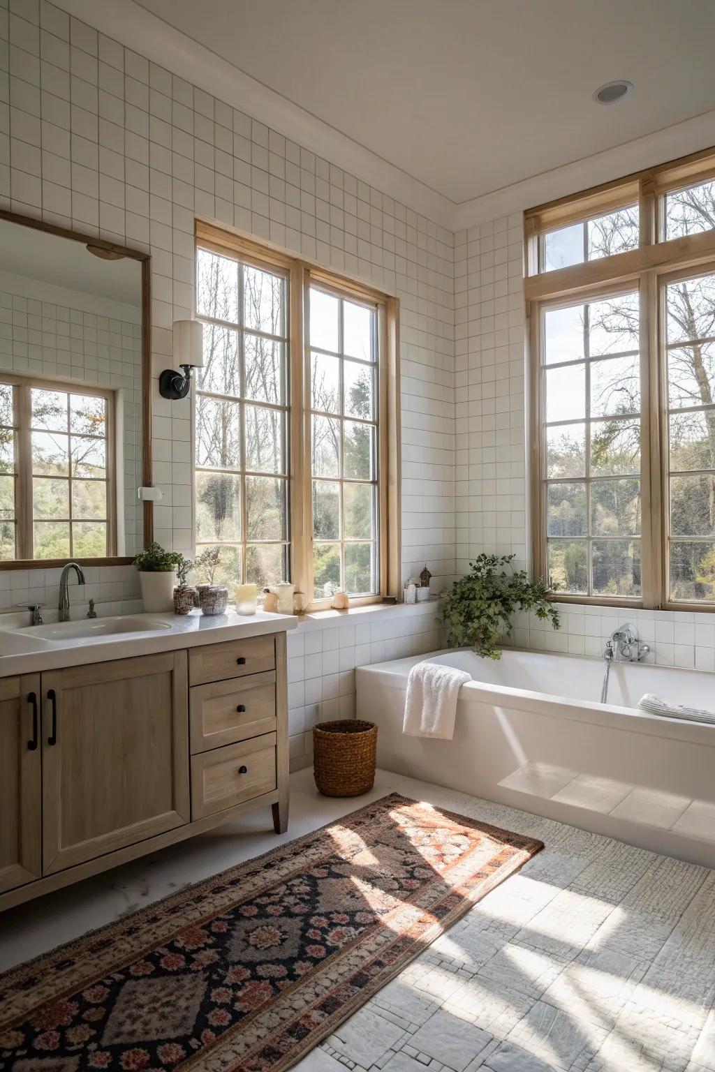 A bathroom bathed in natural light is always inviting.