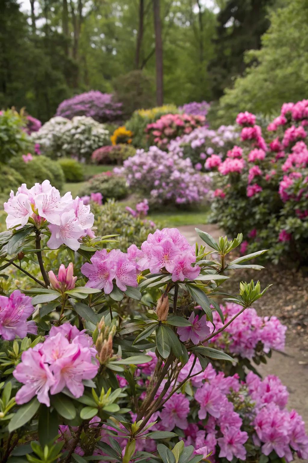 Enjoy a garden in bloom all season long with varied azaleas.