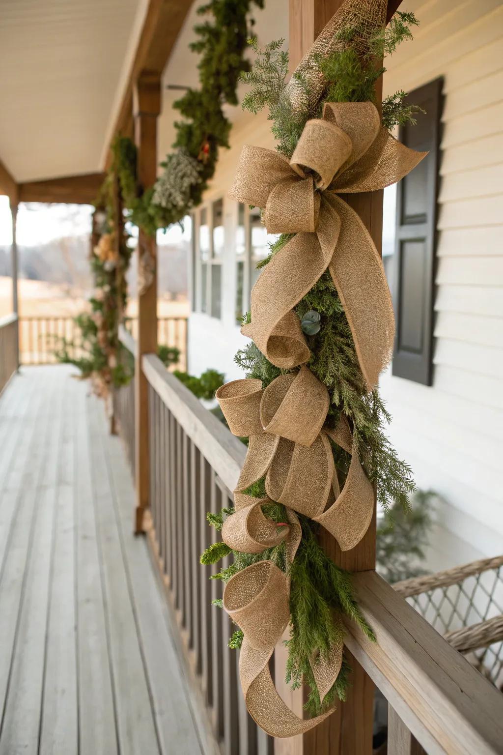 Burlap adds a charming rustic touch to your holiday decor.