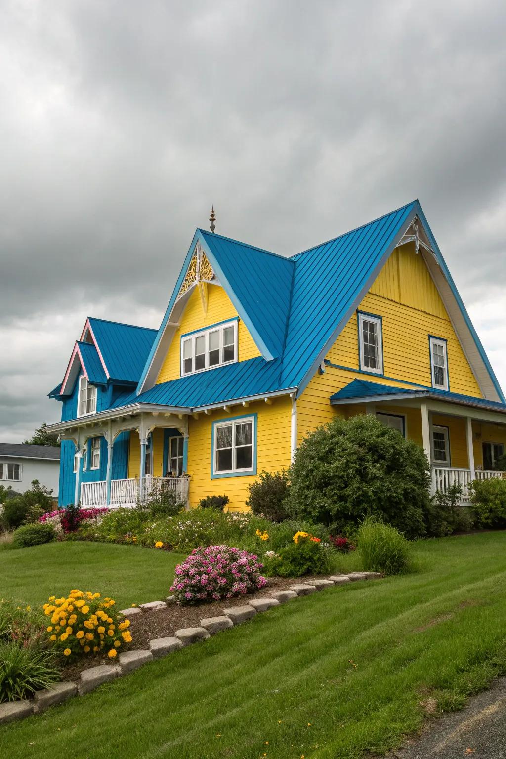 Contrasting colors make gables pop as an art piece.