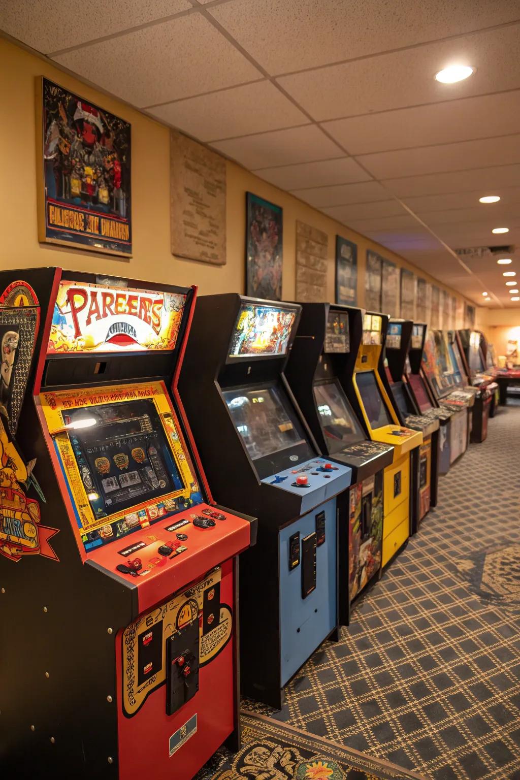 Retro arcade machines adding nostalgia to the game room.