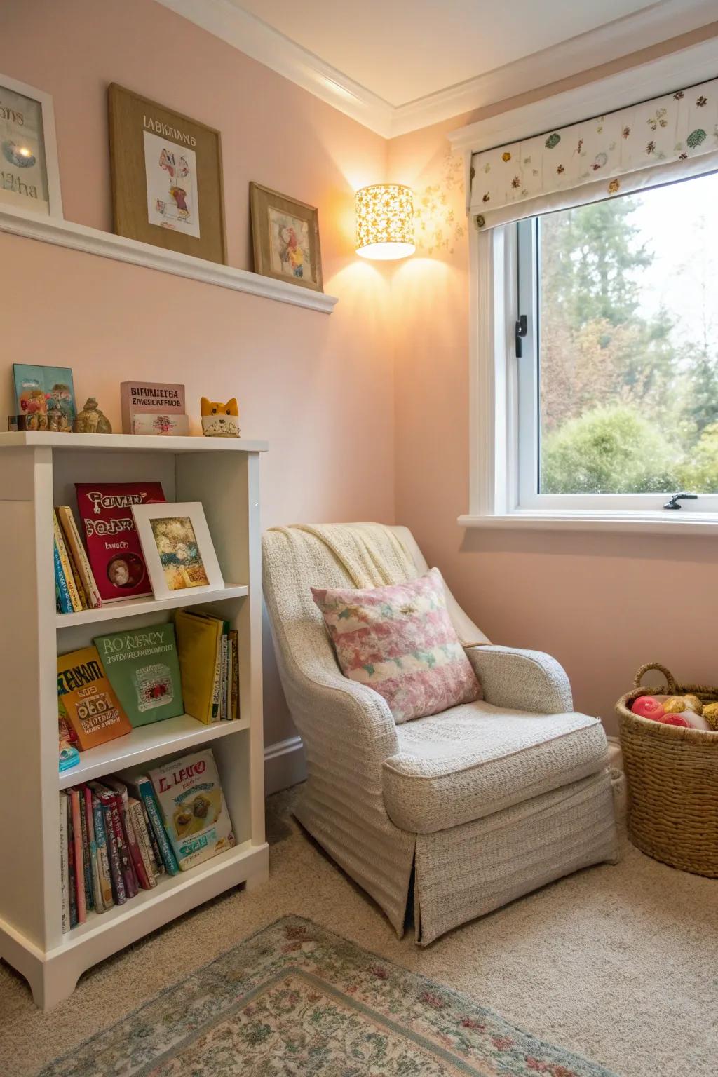 A reading nook perfect for bedtime stories.