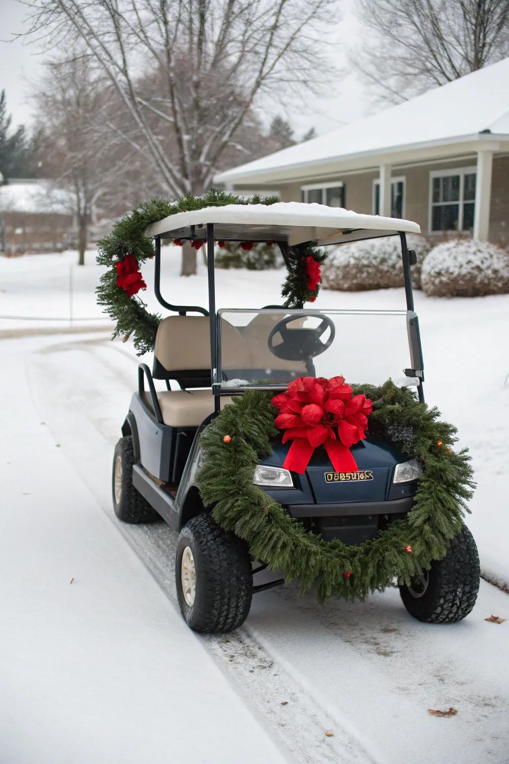 Classic holiday charm with wreaths and bows.