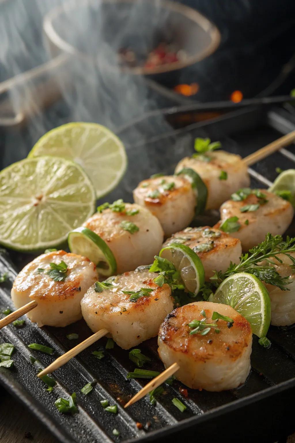 Seafood skewers bring the taste of the ocean to your grill.