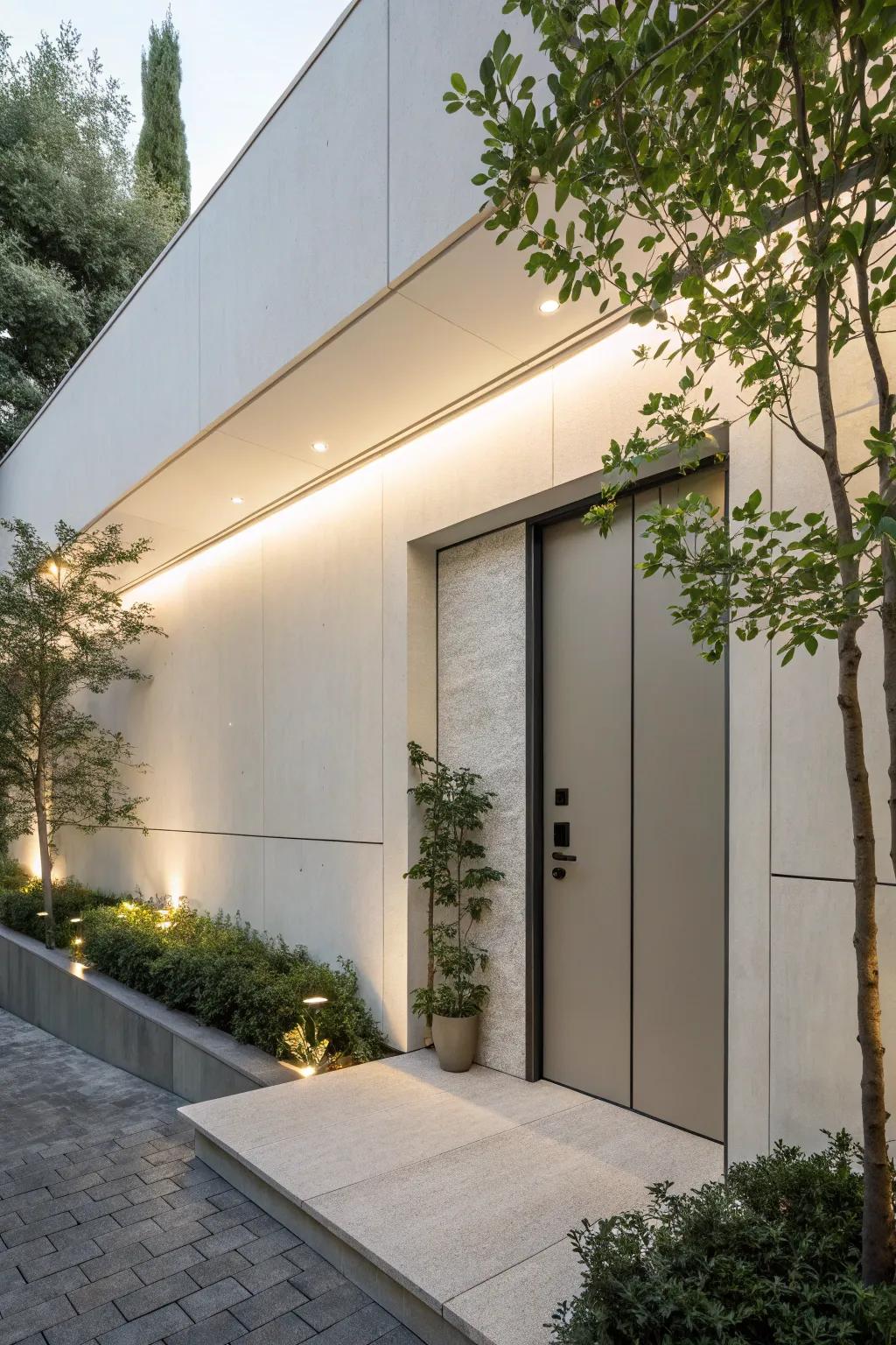 Modern architecture seamlessly incorporating a hidden door.