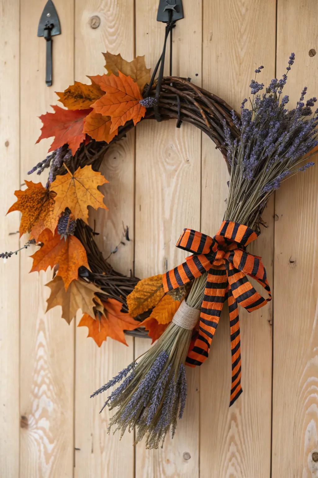 Witch's broomsticks add a playful, magical touch.