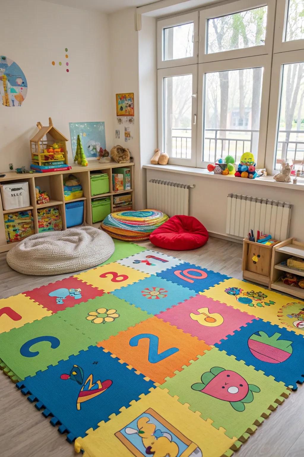 Interactive play mats provide a safe and fun play surface for children.