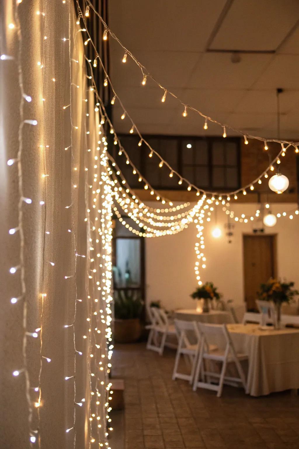 Create a twinkling effect with layered string lights for special occasions.