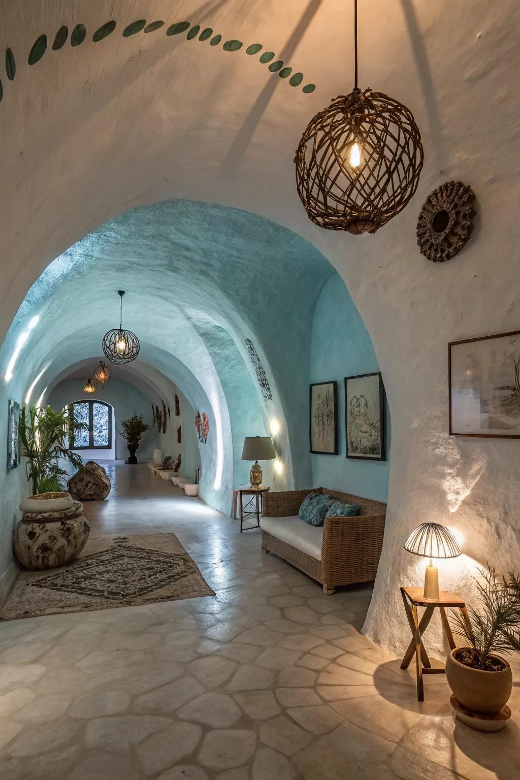Curved designs add elegance and fluidity to underground spaces.