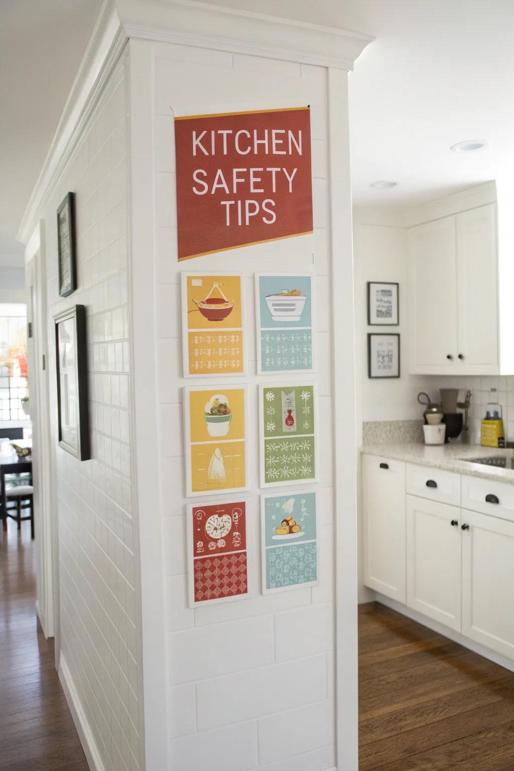 Stylish kitchen safety tip posters for a safe yet trendy kitchen.