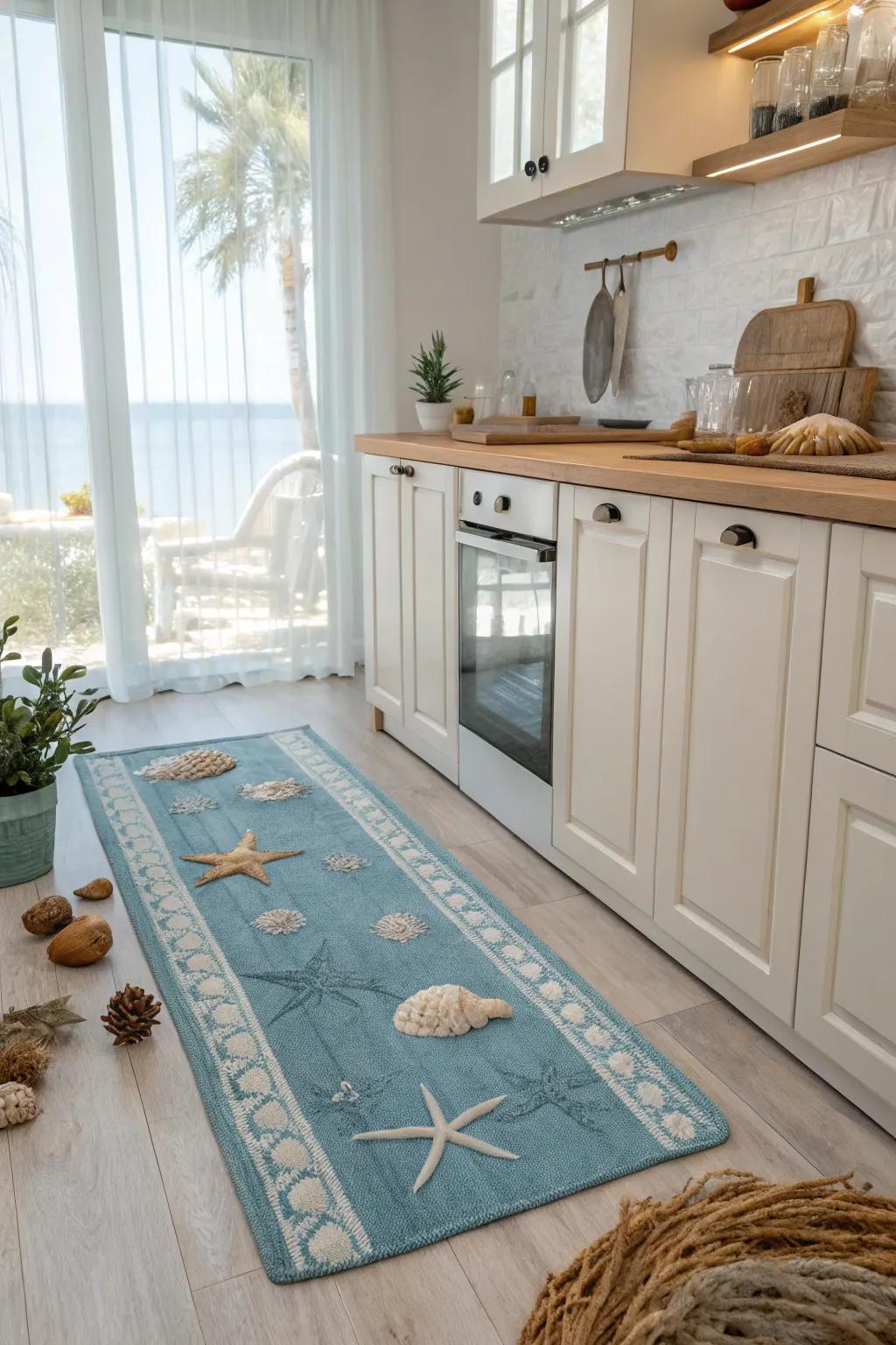 Blue hues bring a calming coastal vibe to your kitchen.