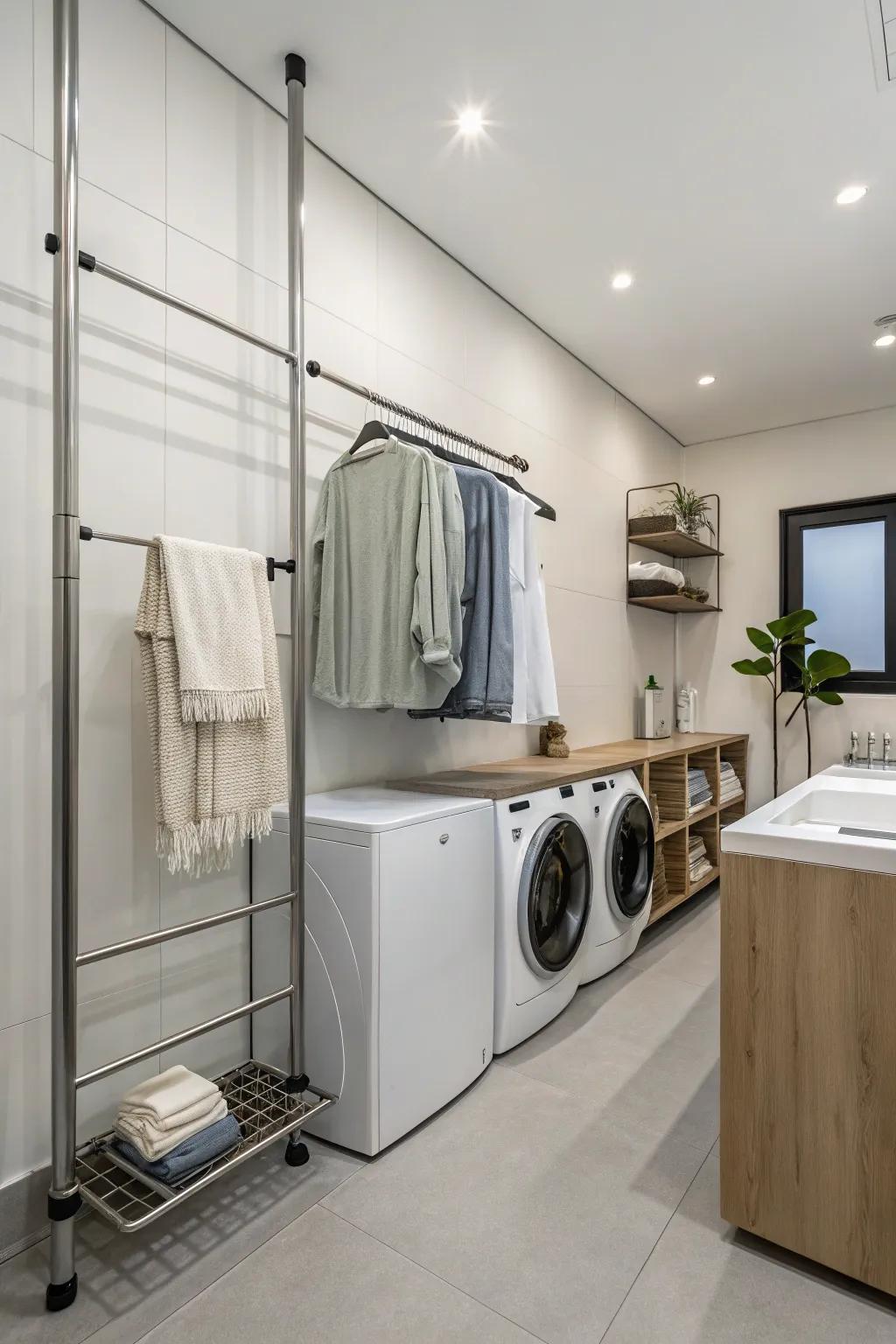 Achieve a modern look with minimalist drying solutions.