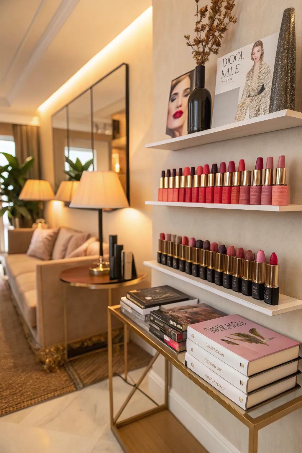 Display your lipstick collection as part of your decor.