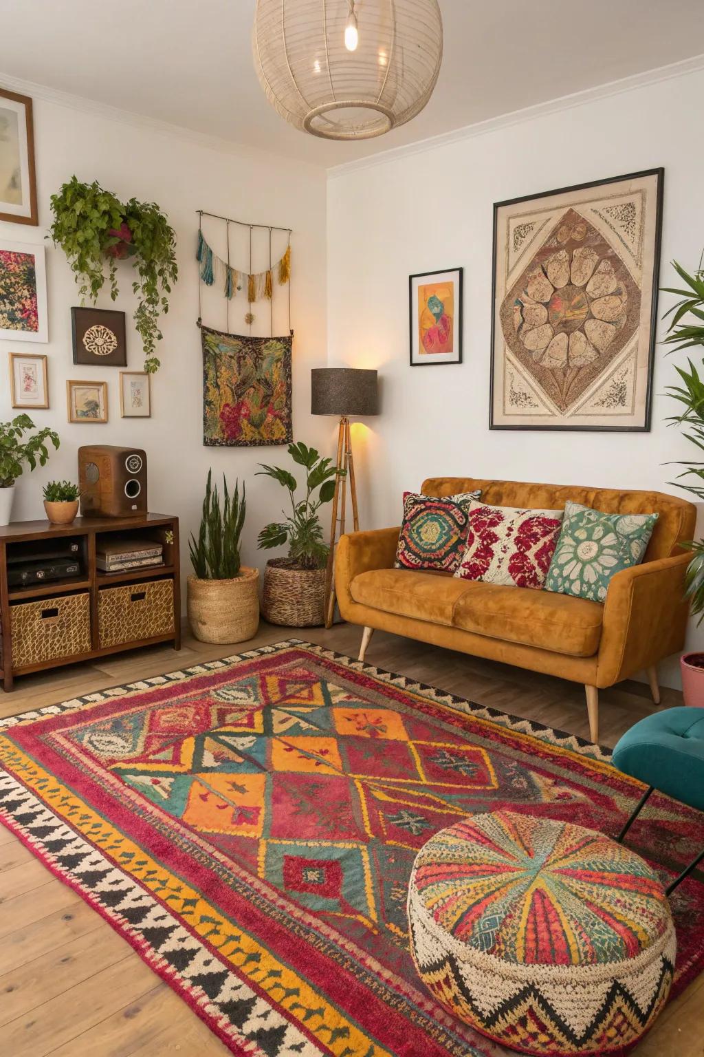 Bohemian rugs add a colorful and artistic touch to any room.