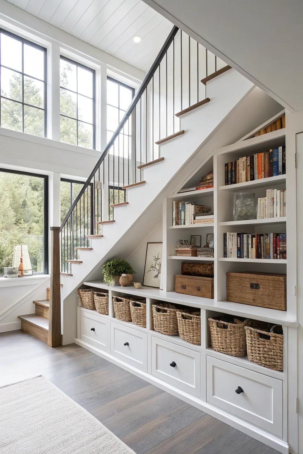 Innovative storage solutions that keep a loft organized and spacious.