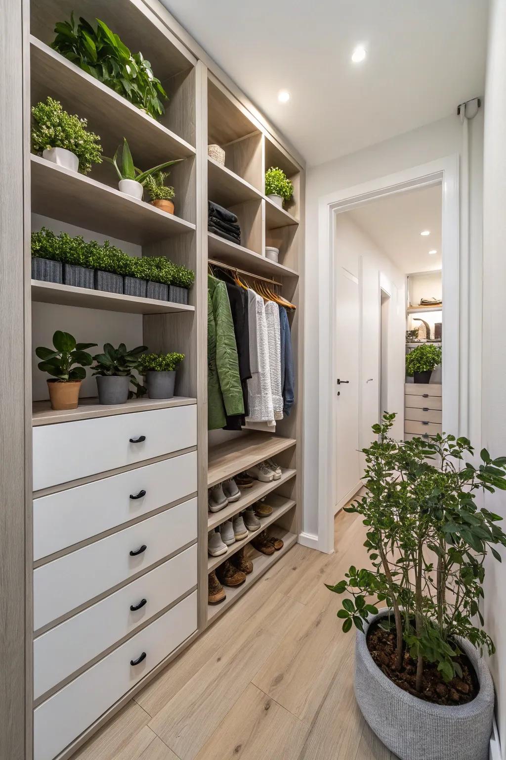 Greenery adds freshness and warmth.