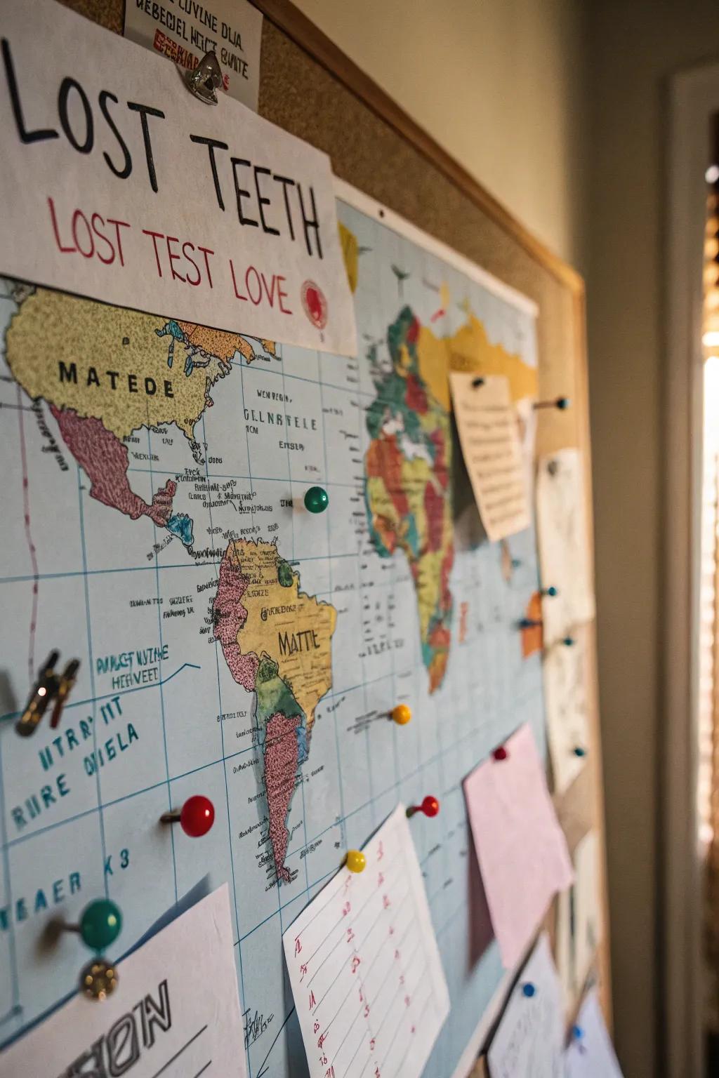 Track tooth loss across the classroom with a creative map theme.