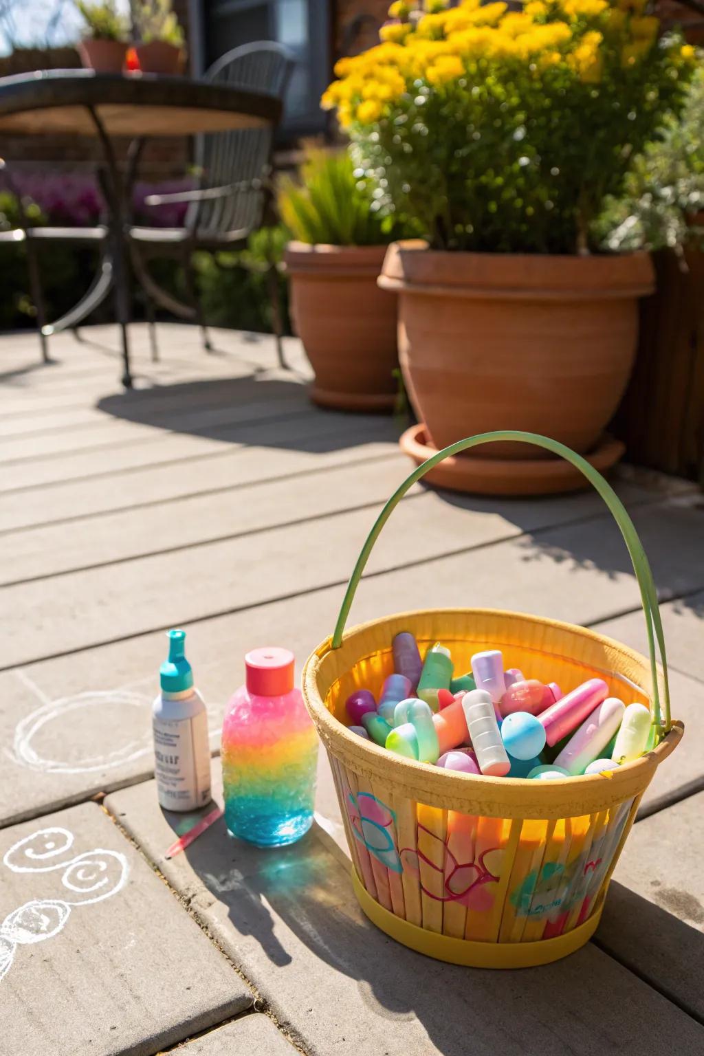 A playful May basket full of fun activities for kids.