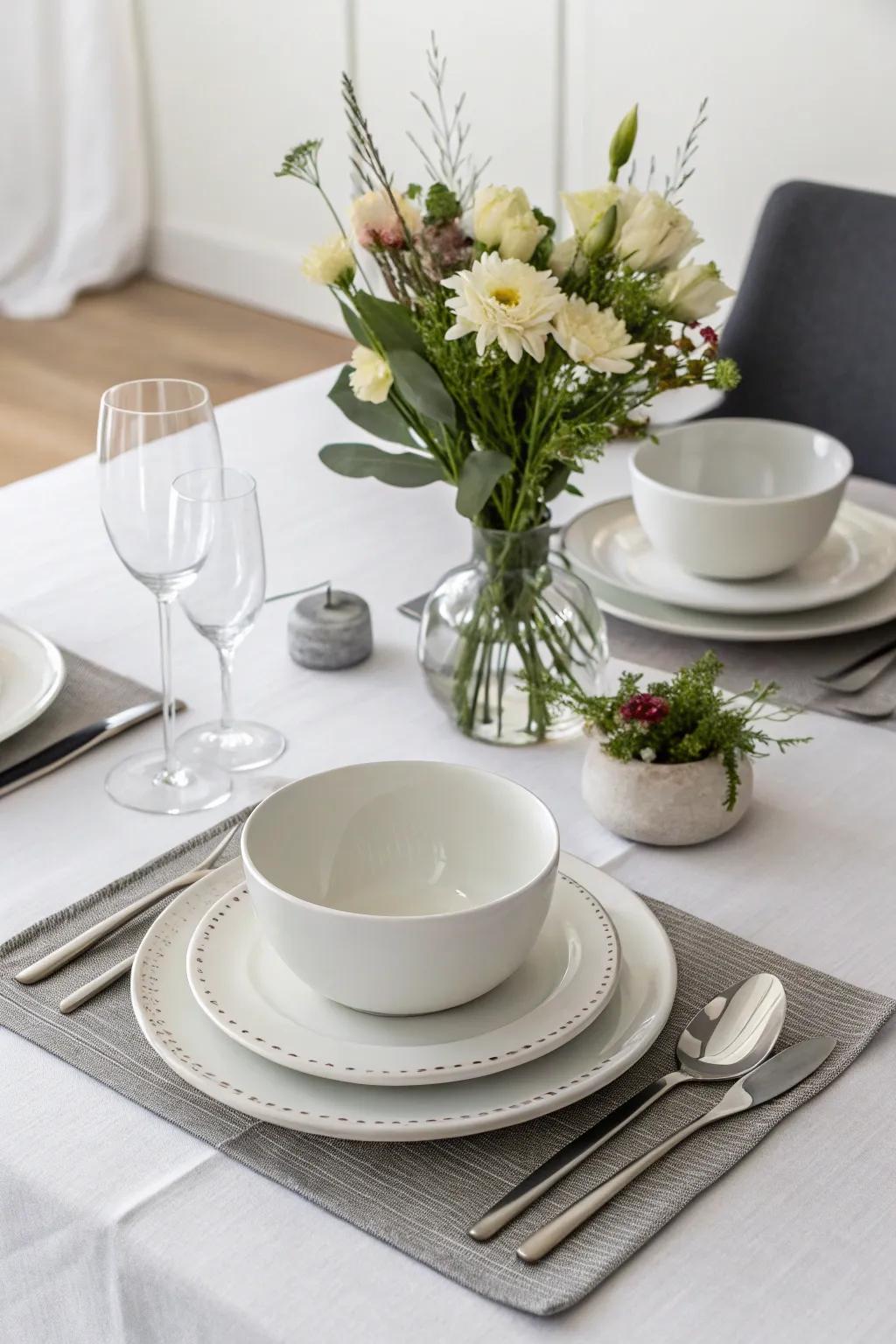 Minimalist table settings create a sophisticated dining experience.