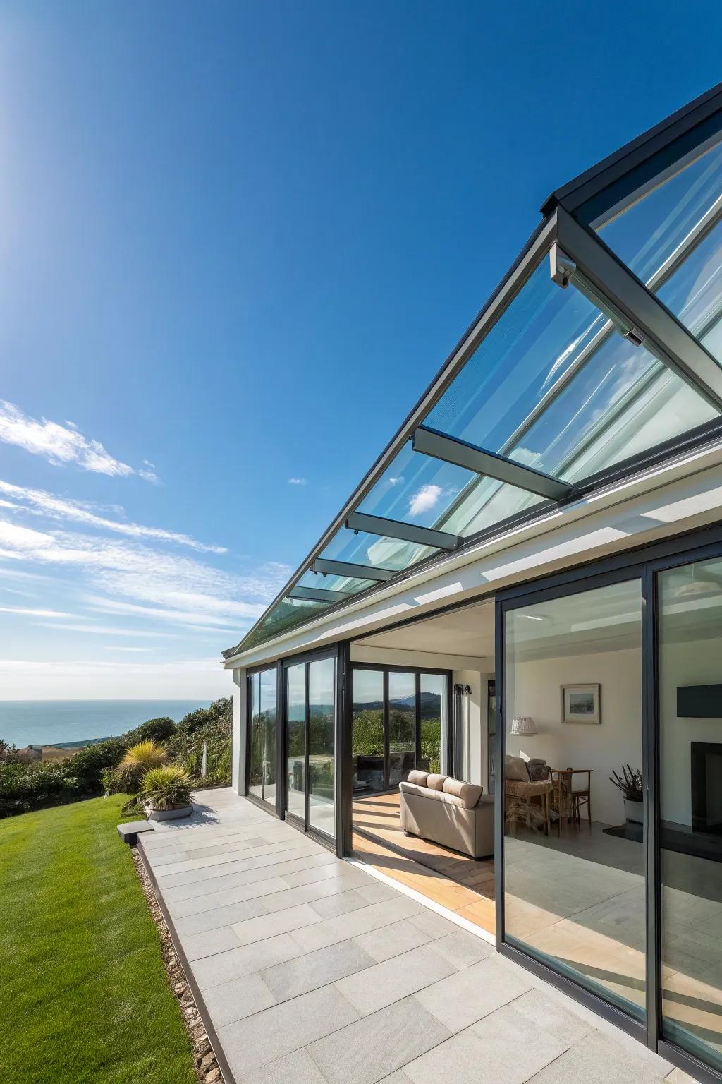 Glass roofs invite natural light and expansive views into your home.