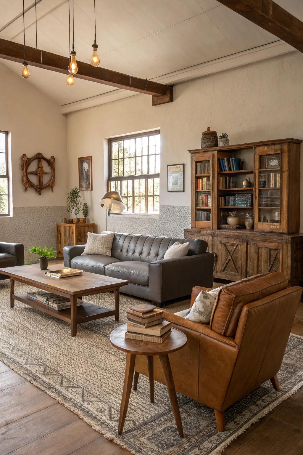 A perfect blend of modern and rustic furniture.