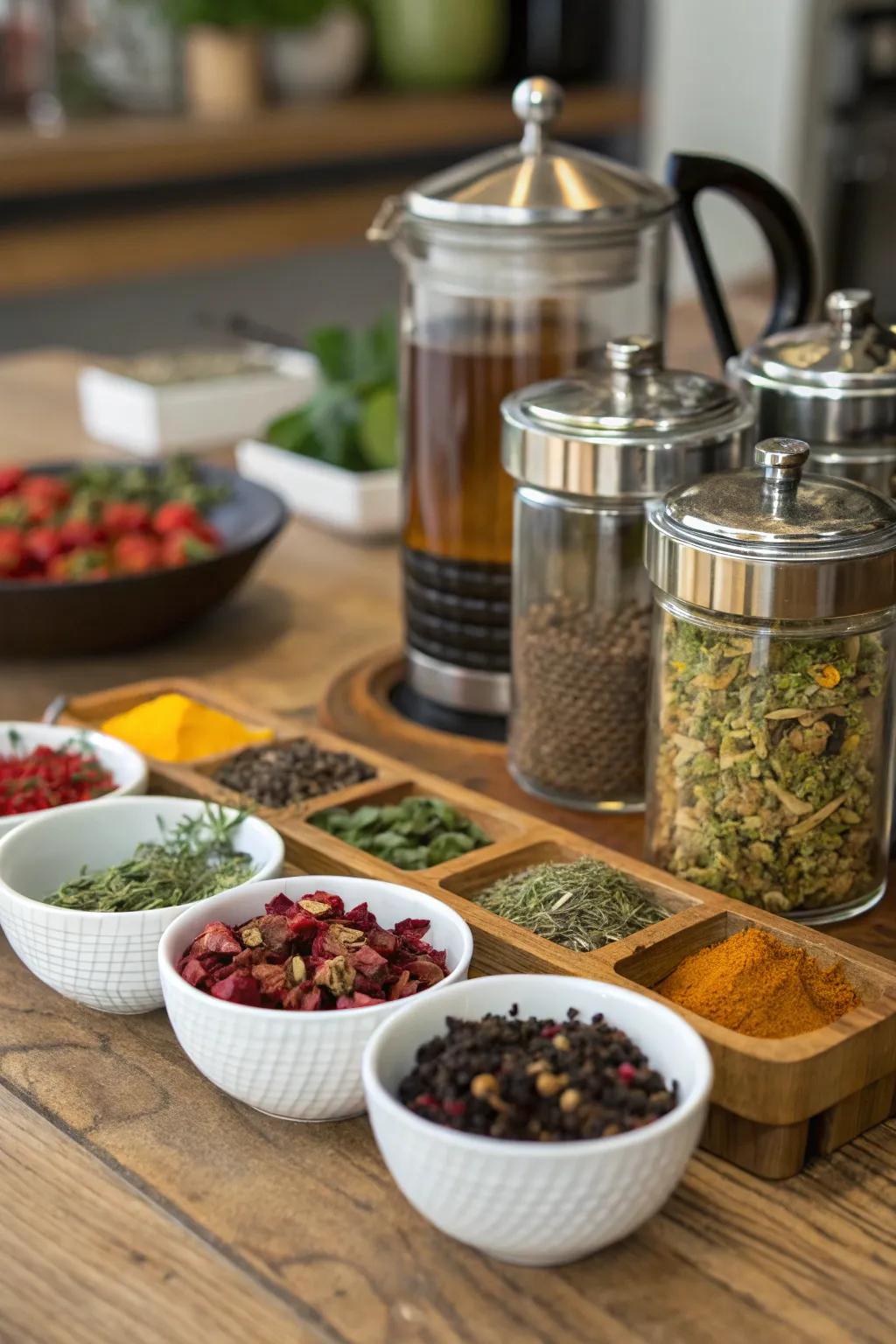 A DIY tea infusion station adds a creative twist to your tea party.