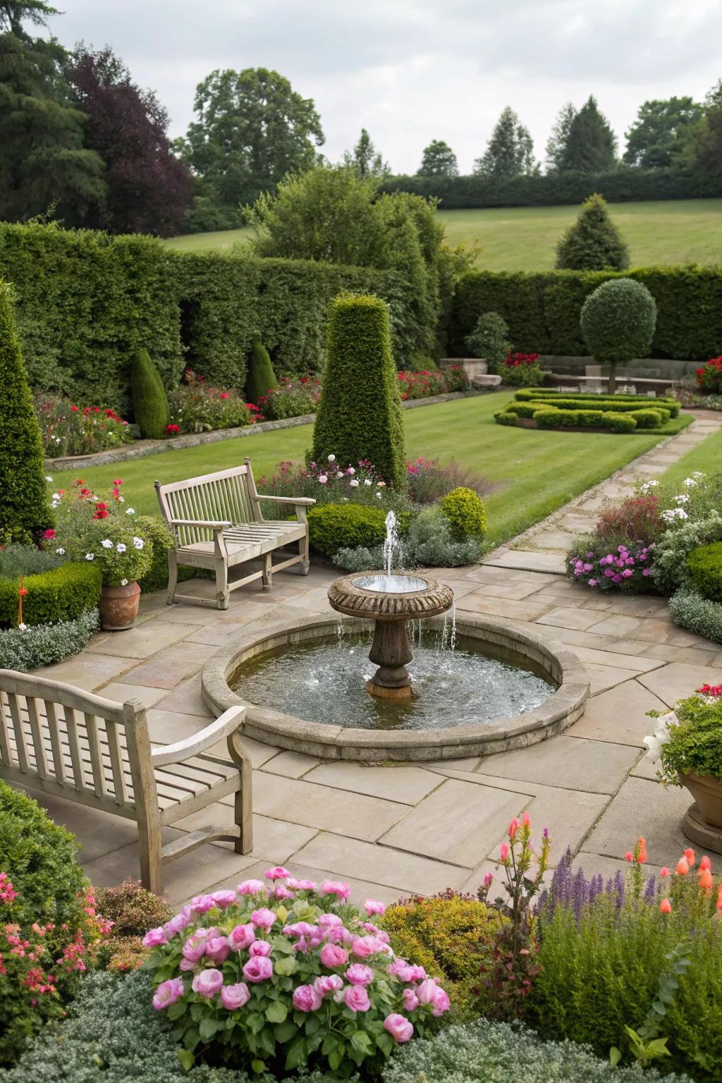 A water feature adds tranquility and elegance to your garden.