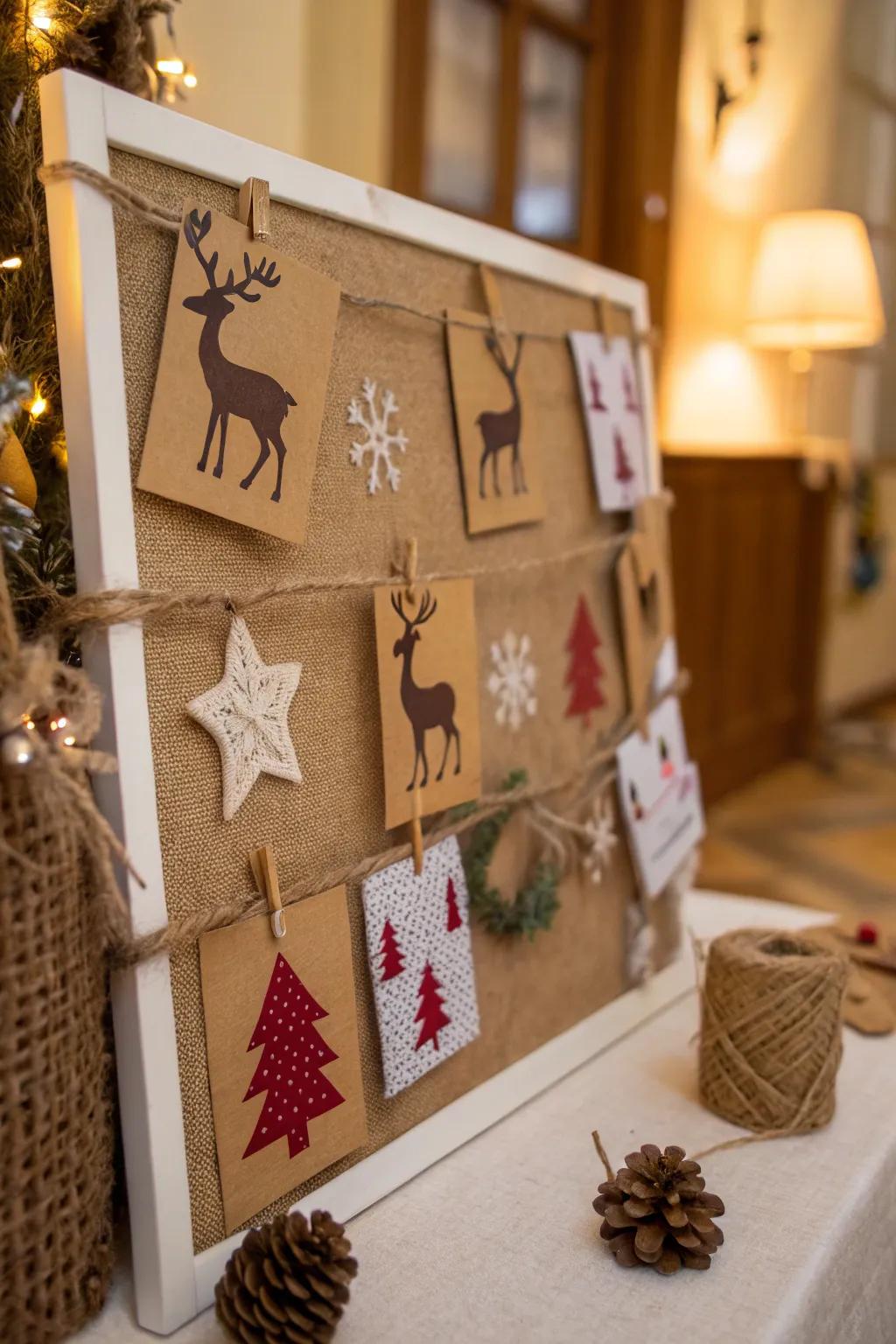 Rustic charm with reindeer and natural elements.